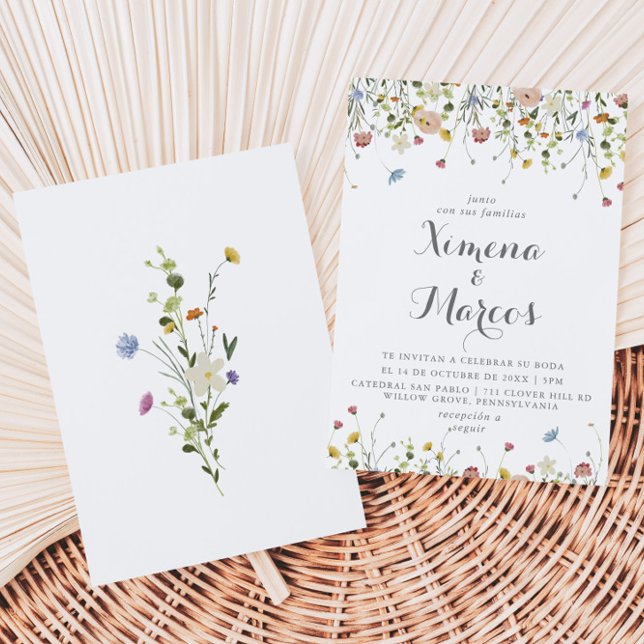 Färgfläckig Vild Flowers Boda Bröllop Inbjudningar (Skapare uppladdad)