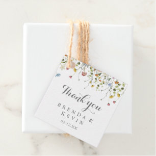 Färgfläckig Vild Flowers Calligraphy Bröllop Gåvor Etiketter