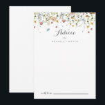 Färgfläckig Vild Flowers Calligraphy Bröllop Rådkort<br><div class="desc">Det här färgstarka vilden blommar kalligrafkort för bröllop är perfekt för ett orustiskt bröllop. Utformningen har handmålad vattenfärg, vacker rosa, , blå, marin, gult, lila och vild av grönt. De här korten är perfekter för bröllop, möhippa, babydusch, studentfest och mycket mer. Anpassa korten med namn från bruden och brudgummen, blivande...</div>