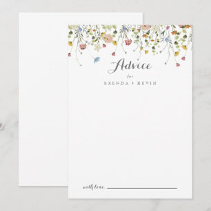 Färgfläckig Vild Flowers Calligraphy Bröllop Rådkort