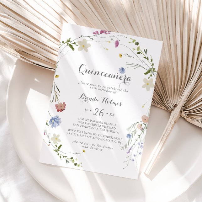 Färgfläckig Vild Flowers Quinceañera Inbjudningar (Skapare uppladdad)
