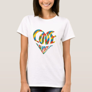 Färgfläckig Vintage Cute Heart Kärlek Myself Pop A Tee
