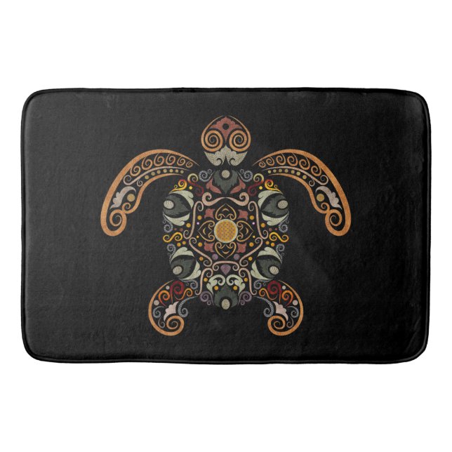 Färgfläckig vintage-sköldpaddsdesign badrumsmatta (Framsidan)