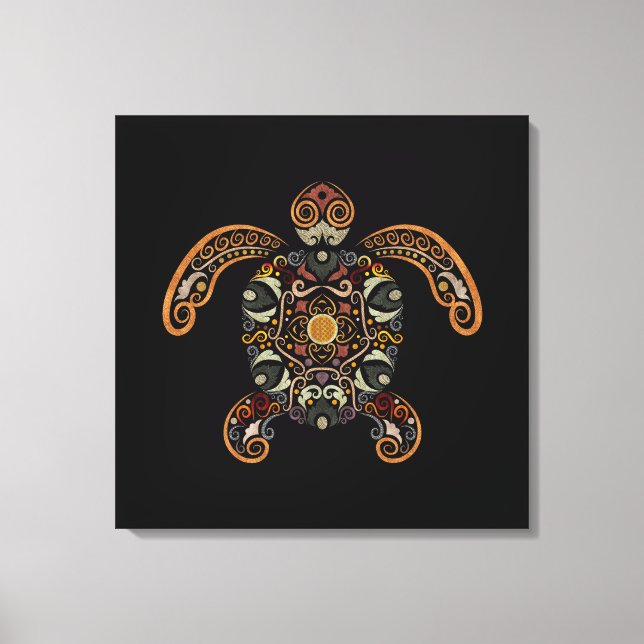 Färgfläckig vintage-sköldpaddsdesign canvastryck (Framsida)