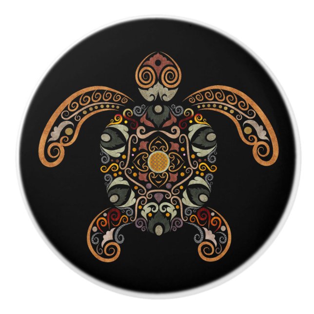 Färgfläckig vintage-sköldpaddsdesign knopp (Framsidan)