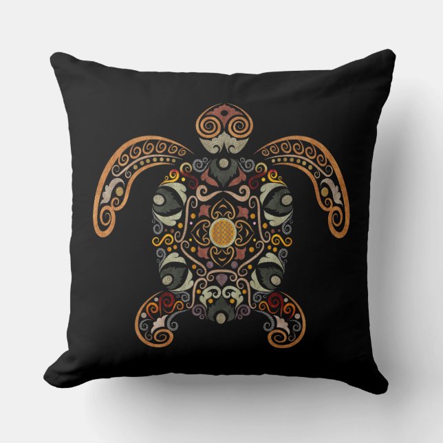 Färgfläckig vintage-sköldpaddsdesign kudde (Framsida)