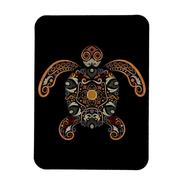 Färgfläckig vintage-sköldpaddsdesign magnet (Vertikal)