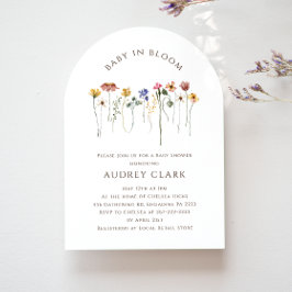 Färgfläckig Wildblomma Baby i Bloom Baby Shower Ar Inbjudningar