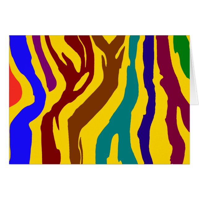Färgfläckig zebra ränder hälsningskort (Framsidan Horizontal)