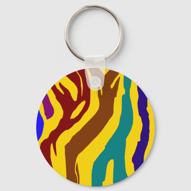 Färgfläckig zebra ränder nyckelring (Framsida)