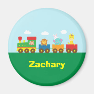 Färgfläckiga djur i Tåg för barn Magnet