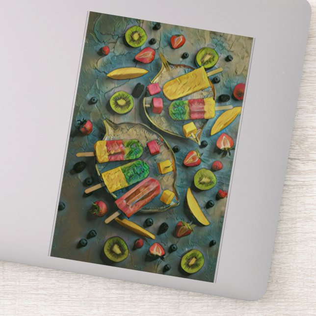 Färgfläckiga glassfrukter klistermärken (Detalj)