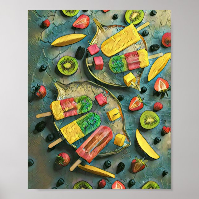 Färgfläckiga glassfrukter poster (Framsidan)