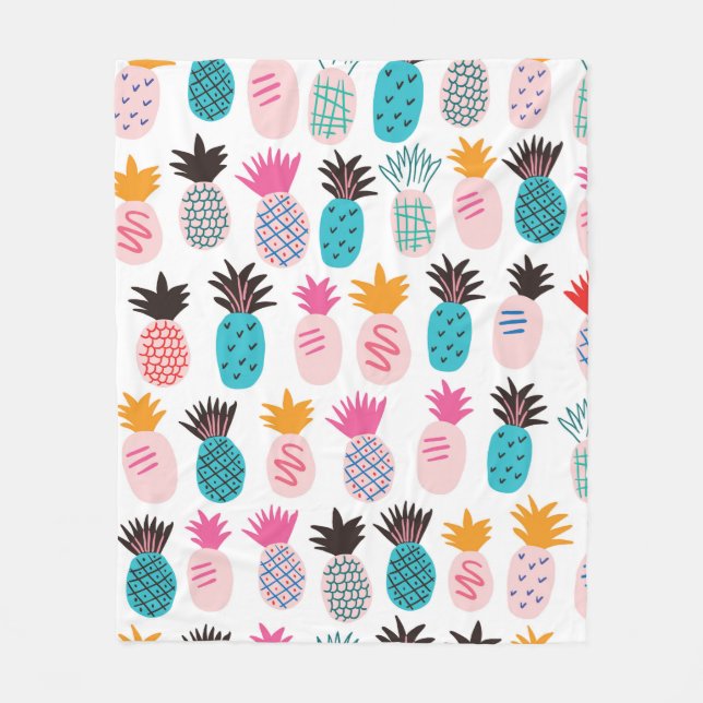 Färgfläckiga minimalistiska ananas och leav av abs fleecefilt (Framsidan)