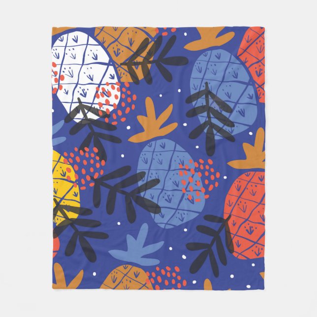 Färgfläckiga minimalistiska ananas och leav av abs fleecefilt (Framsidan)