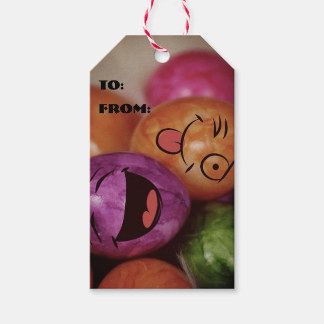 Färgfläckiga Påskägg Papprare Tallrikar Presentetikett (Framsidan)