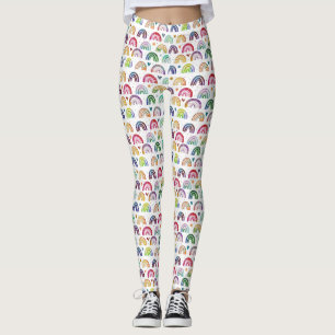 Färgfläckiga regnbågshjärtan och stjärnan mö leggings