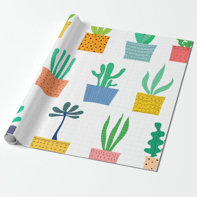 Färgfläckiga växter presentpapper (Utrullad)