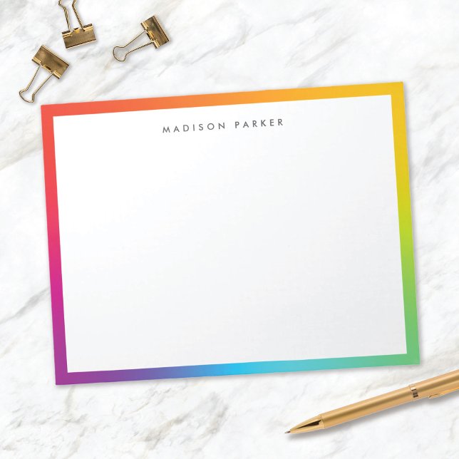 Färgfläckigt minimalistiskt Modern Rainbow Gräns-A Anteckningsblock (Skapare uppladdad)