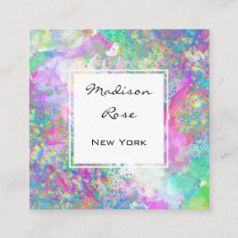 Färgfläckigt regnbåge - Trendig av lyxfritt lyx Mo Fyrkantigt Visitkort