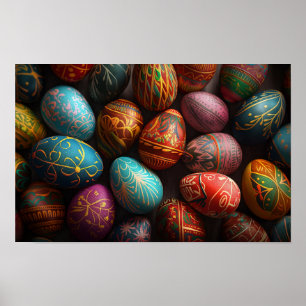Färgfläckigt ukrainskt Påskägg Poster