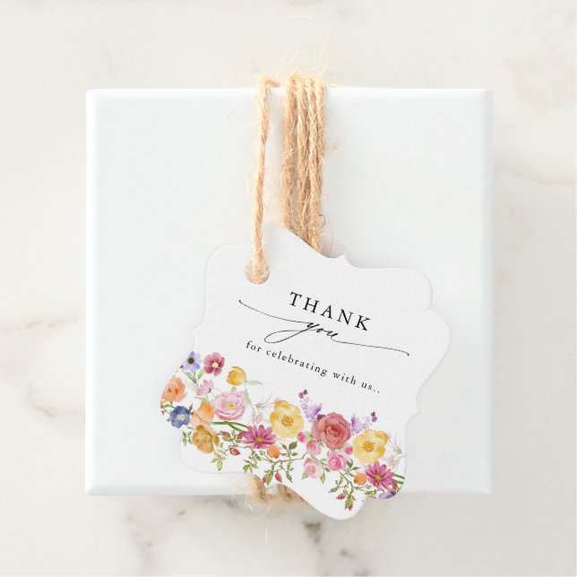 Färgfläckigt Vår Wildblomsggarden Wedding Gåvor Etiketter (På plats)