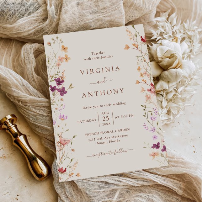 Färgfläckigt Vår Wildblomsggarden Wedding Inbjudningar (Skapare uppladdad)