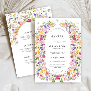 Färgfläckigt Vår Wildblomsggarden Wedding Inbjudningar