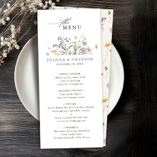 Färgfläckigt Vår Wildblomsggarden Wedding Meny