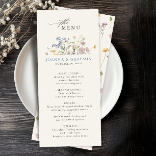 Färgfläckigt Vår Wildblomsggarden Wedding Meny
