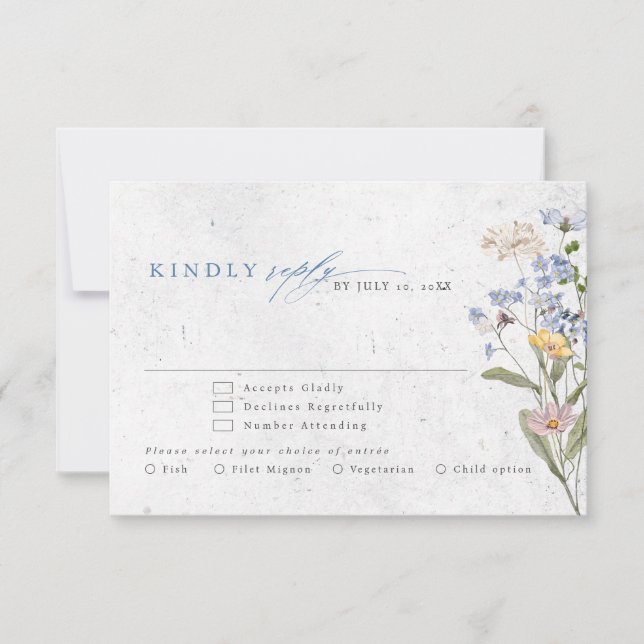 Färgfläckigt Vår Wildblomsggarden Wedding OSA Kort (Framsida)