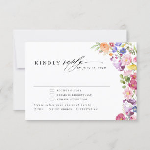 Färgfläckigt Vår Wildblomsggarden Wedding OSA Kort