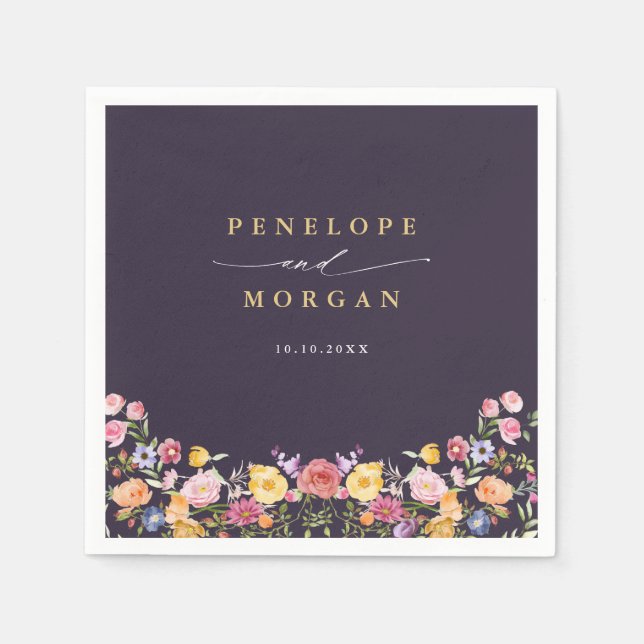 Färgfläckigt Vår Wildblomsggarden Wedding Pappersservett (Framsidan)