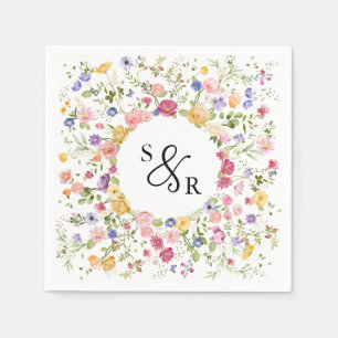 Färgfläckigt Vår Wildblomsggarden Wedding Pappersservett
