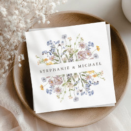 Färgfläckigt Vår Wildblomsggarden Wedding Pappersservett