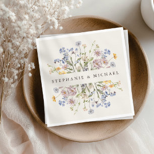 Färgfläckigt Vår Wildblomsggarden Wedding Pappersservett