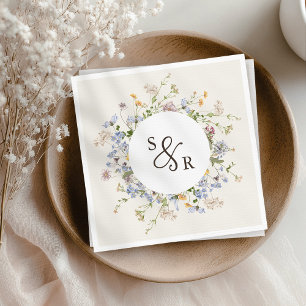 Färgfläckigt Vår Wildblomsggarden Wedding Pappersservett