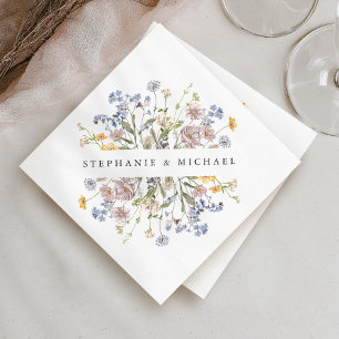 Färgfläckigt Vår Wildblomsggarden Wedding Pappersservett