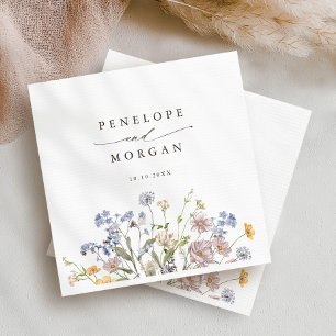 Färgfläckigt Vår Wildblomsggarden Wedding Pappersservett