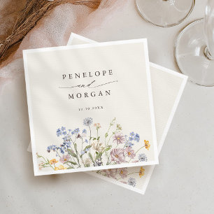 Färgfläckigt Vår Wildblomsggarden Wedding Pappersservett