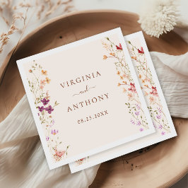 Färgfläckigt Vår Wildblomsggarden Wedding Pappersservett