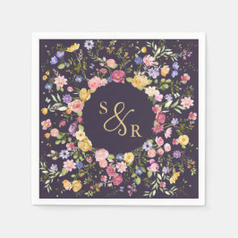 Färgfläckigt Vår Wildblomsggarden Wedding Pappersservett