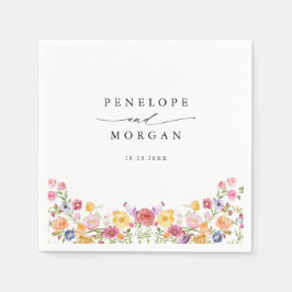 Färgfläckigt Vår Wildblomsggarden Wedding Pappersservett