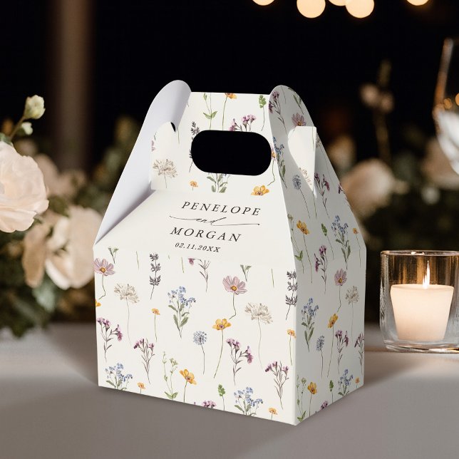 Färgfläckigt Vår Wildblomsggarden Wedding Presentaskar (Colorful Spring Wildflower Meadow Garden Wedding Favor Boxes)