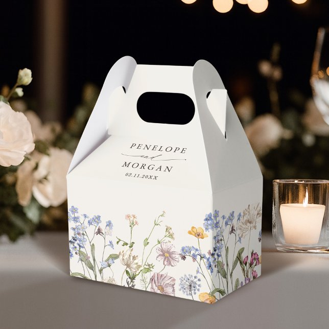 Färgfläckigt Vår Wildblomsggarden Wedding Presentaskar (Colorful Spring Wildflower Meadow Garden Wedding Favor Boxes)