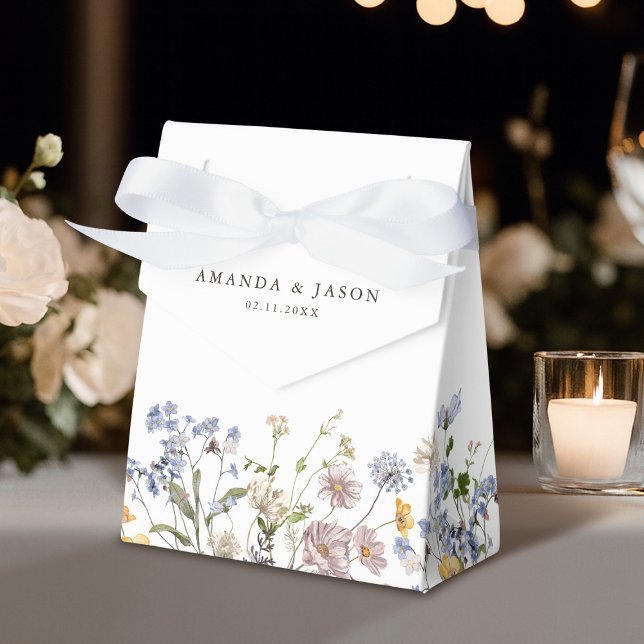 Färgfläckigt Vår Wildblomsggarden Wedding Presentaskar (Colorful Spring Wildflower Meadow Garden Wedding Favor Boxes)