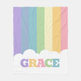 Färgfläckmoln för regnbåge i namn 5 brev fleecefilt