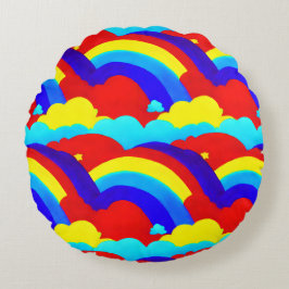 Färgfläckmoln Kids Mönster Rund Kudde
