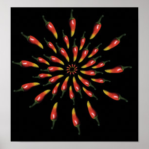 Färgfläckpaprika mandala art poster
