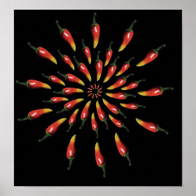 Färgfläckpaprika mandala art poster (Framsidan)